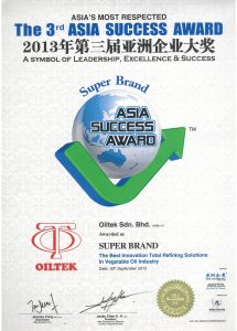 Super Brand Award - The Best Innovation Total Refining Solutions in Vegetable Oil Industry